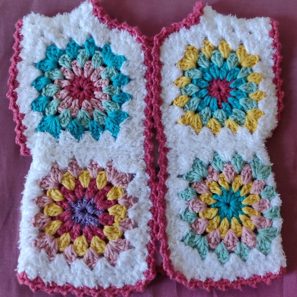 Handmade Crochet Colorful Baby Vest with Granny Square Patterns - Picture 11 of 13
